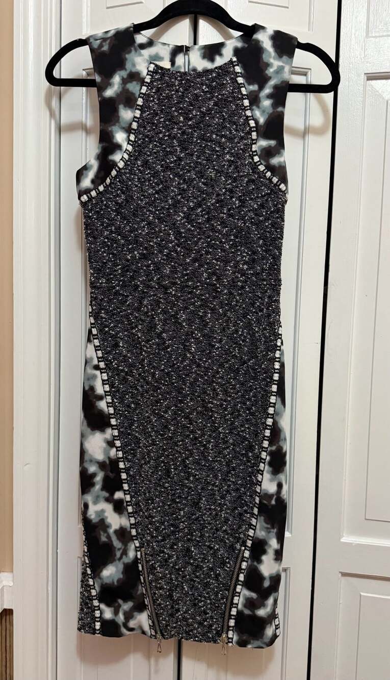 RACHEL Rachel Roy Dress Size 4 Black White Tweed Cloud Sleeveless